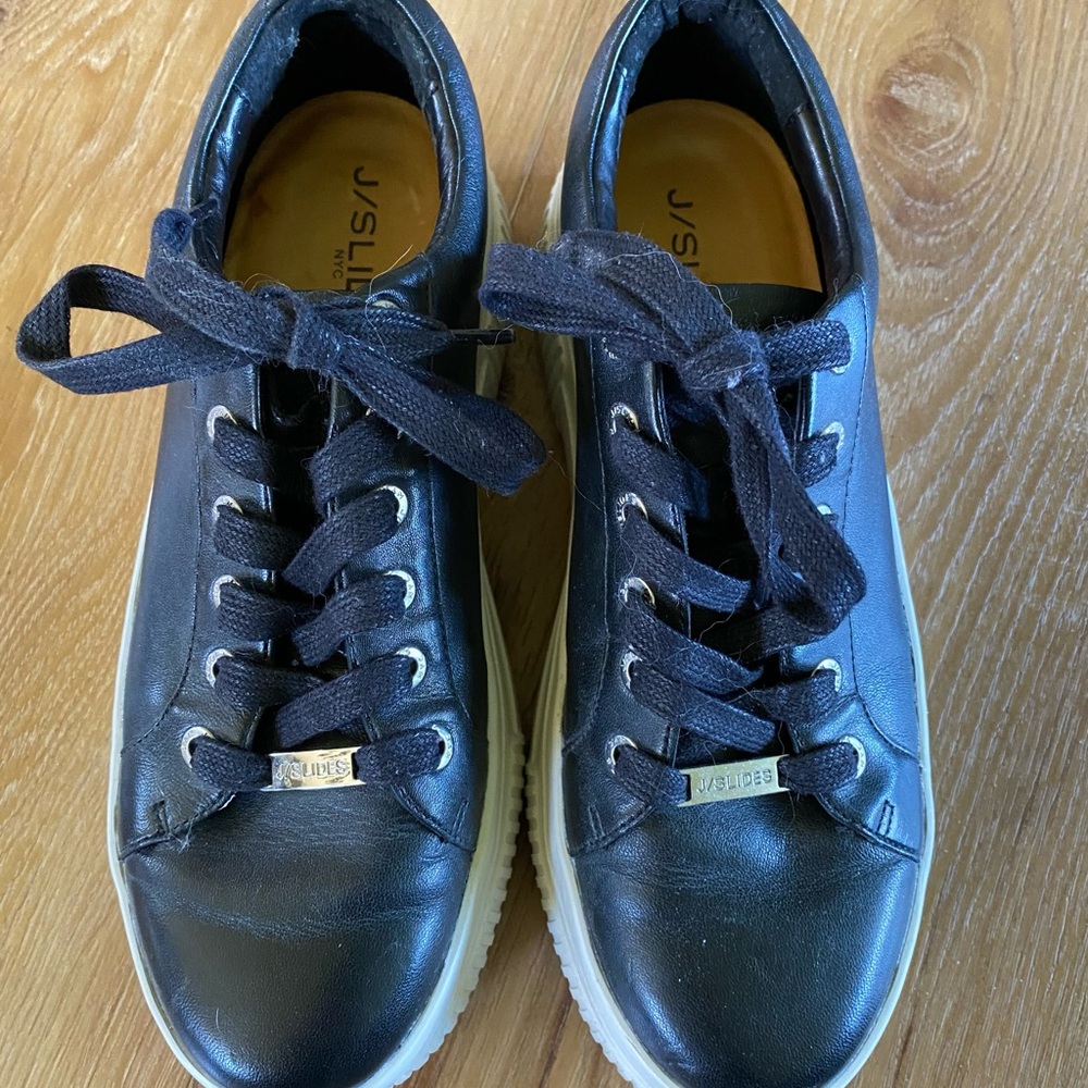 J/SLIDES Black Leather Sneakers 8